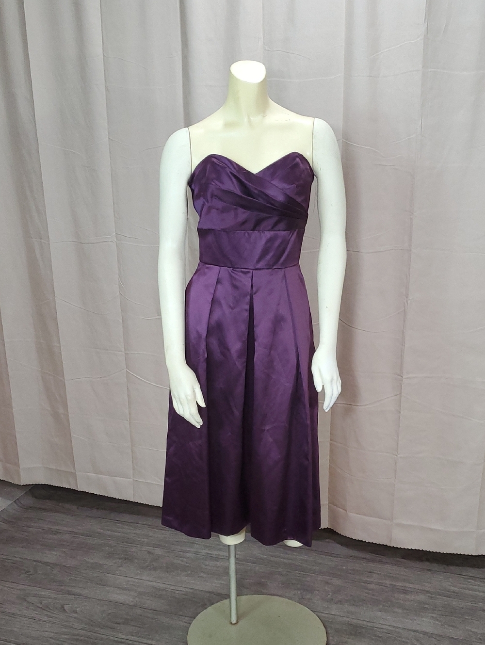 After Six Strapless Satin Sweetheart Dress in Deep Purple